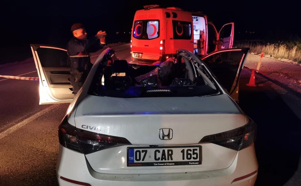 Başıboş ata çarpan otomobil takla atarak hurdaya döndü: 1 ölü 1 yaralı